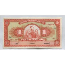 PERU 1968 10 SOLES BILLETE SIN CIRCULAR, UNC